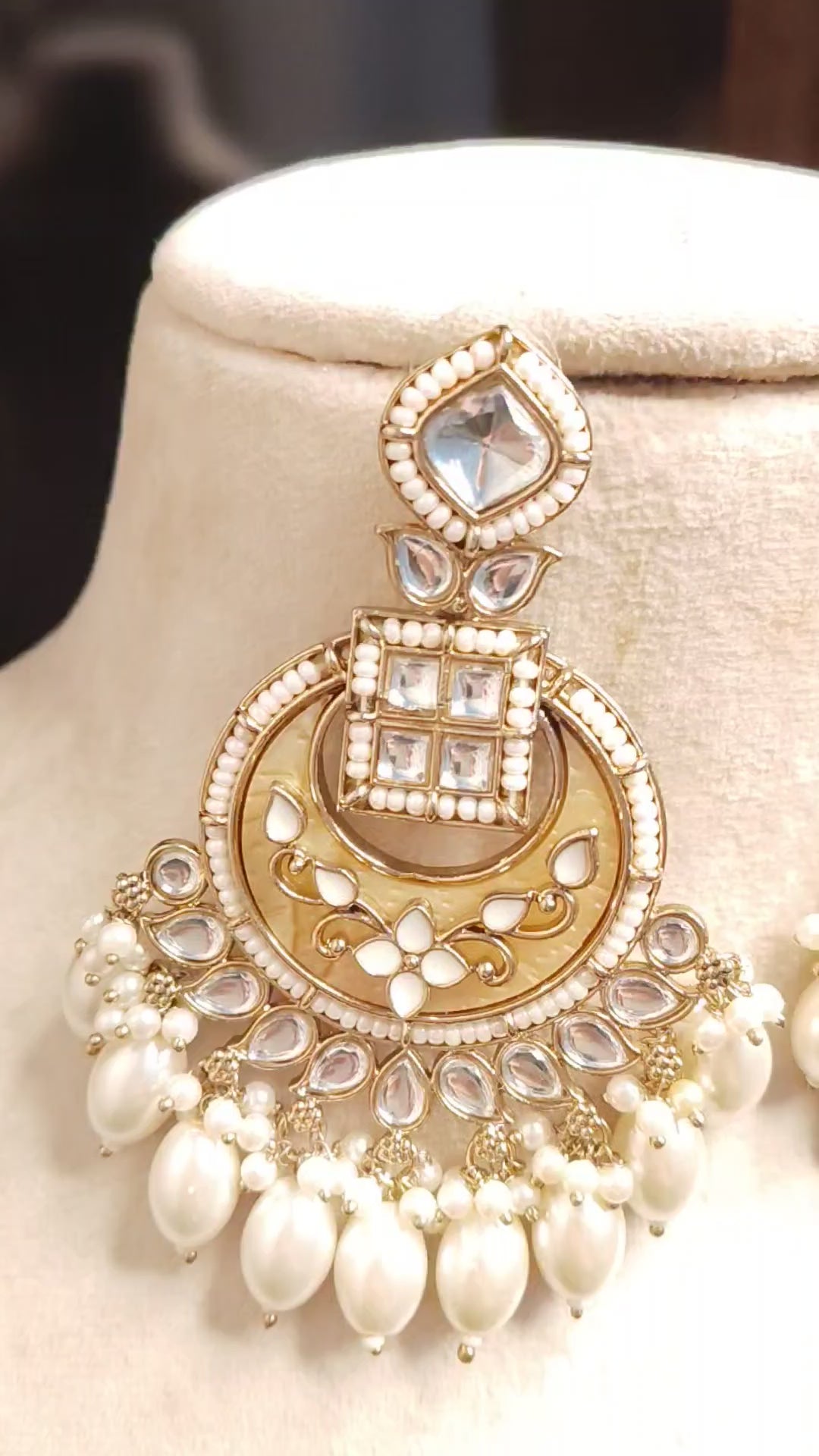 Momina Pakistani Bridal Kundan Earrings Royal Antique Gold Bridal Statement Jewelry Roz Jewellers
