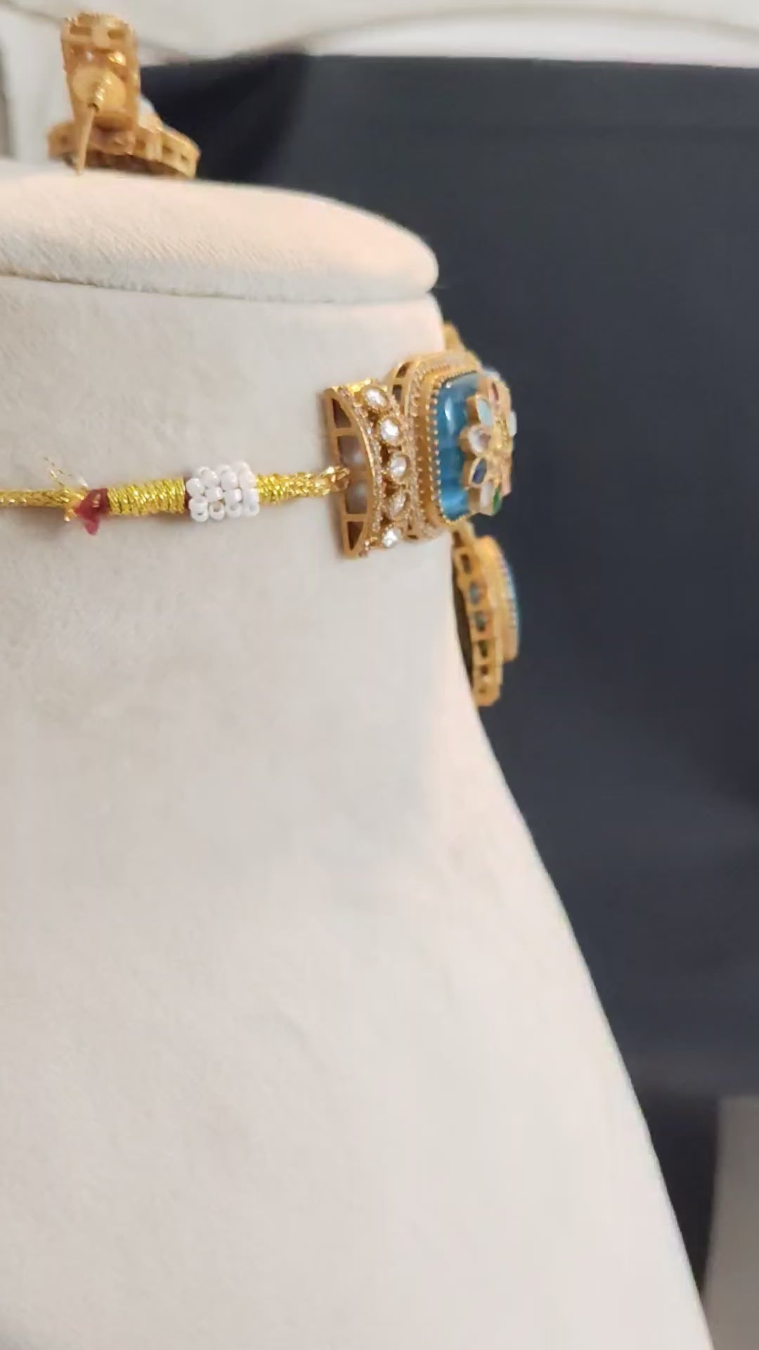 Hessa Floral Kundan with Pearl Accents Choker Set Roz Jewellers.