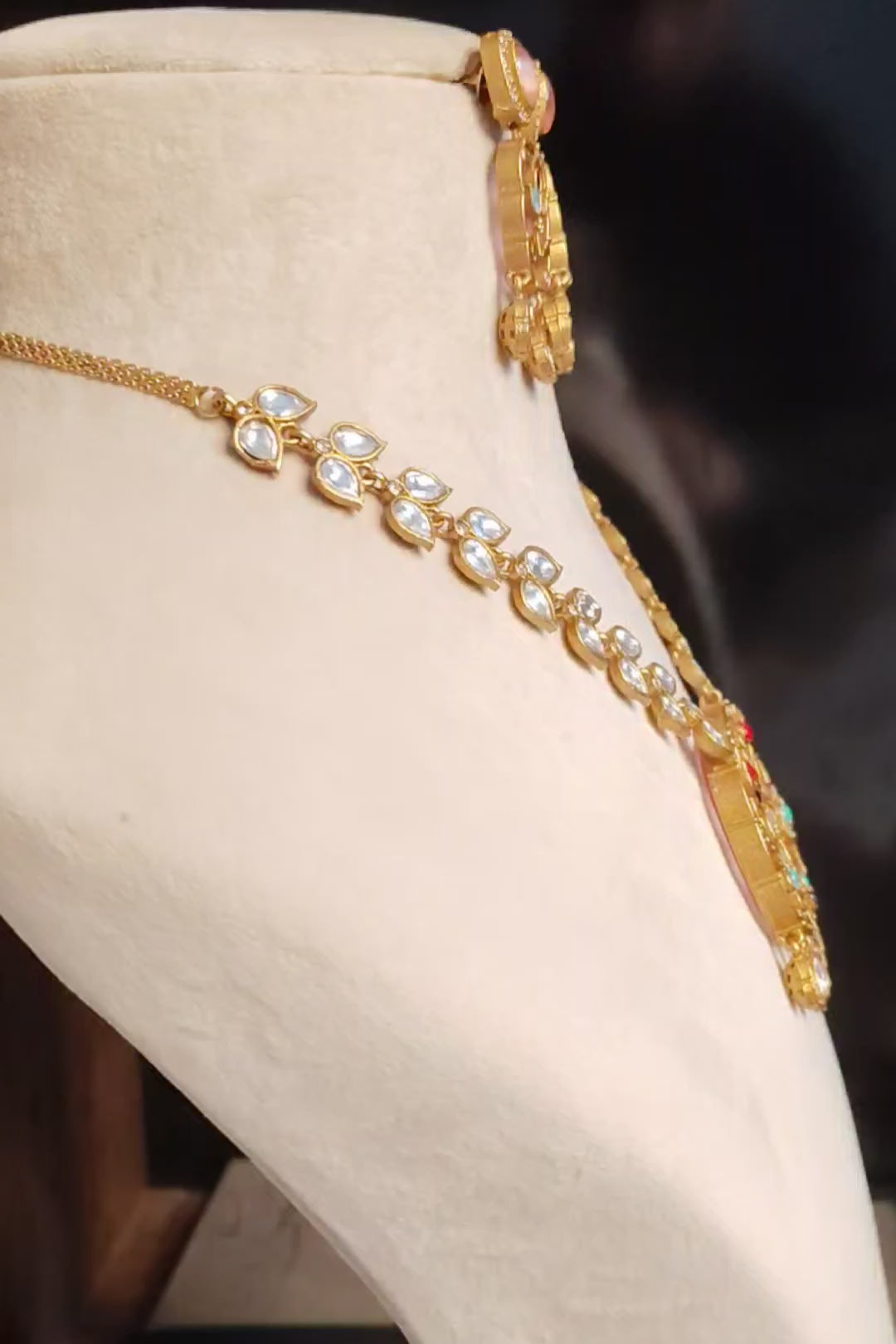 Mahveen Blush Pink Floral Kundan Inlay Necklace Set Roz Jewellers.