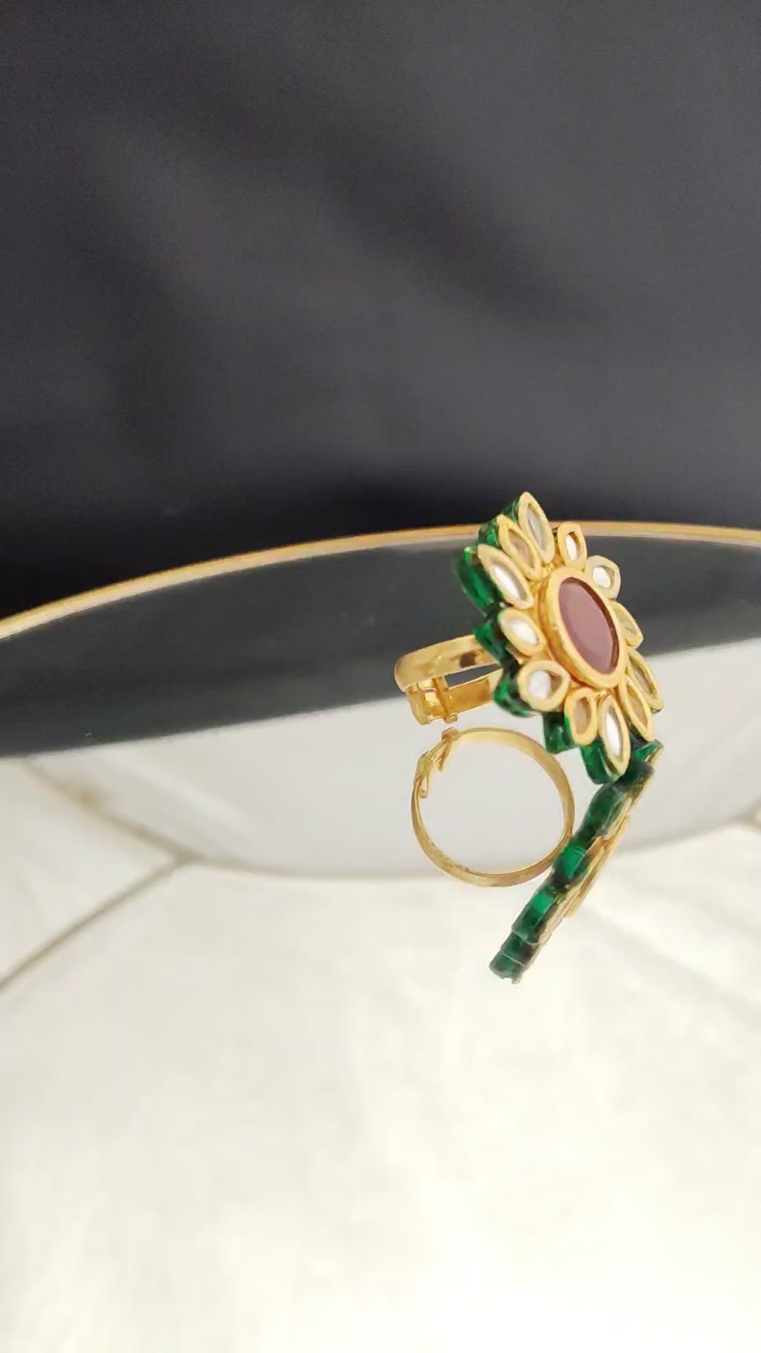 Elegant Ethnic Bridal Kundan Cocktail Ring Roz Jewellers