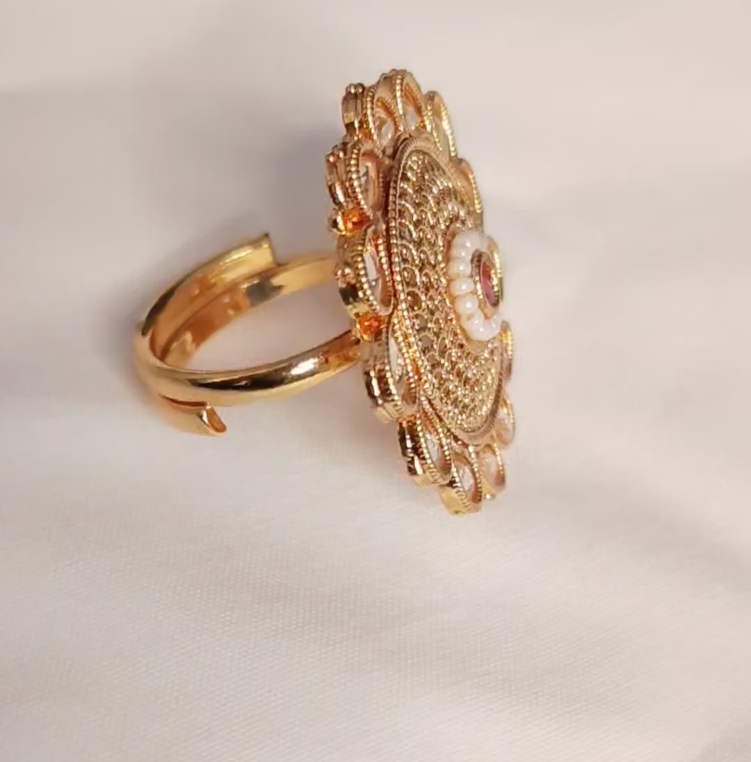Samaira Pakistani Bridal Polki Adjustable Ring Roz Jewellers