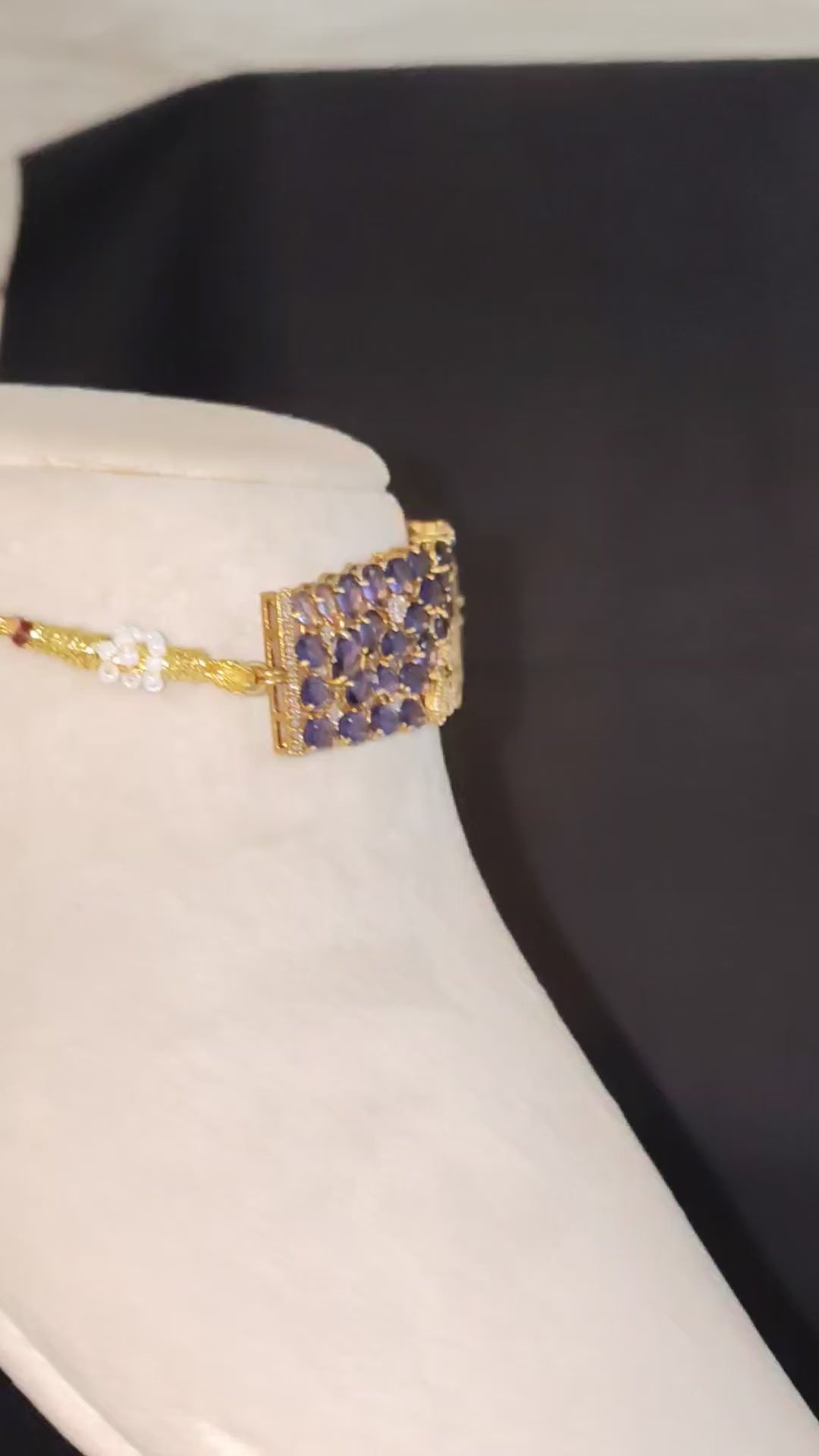 Afiya Purple Kundan With CZ stones Statement Choker Set Roz Jewellers
