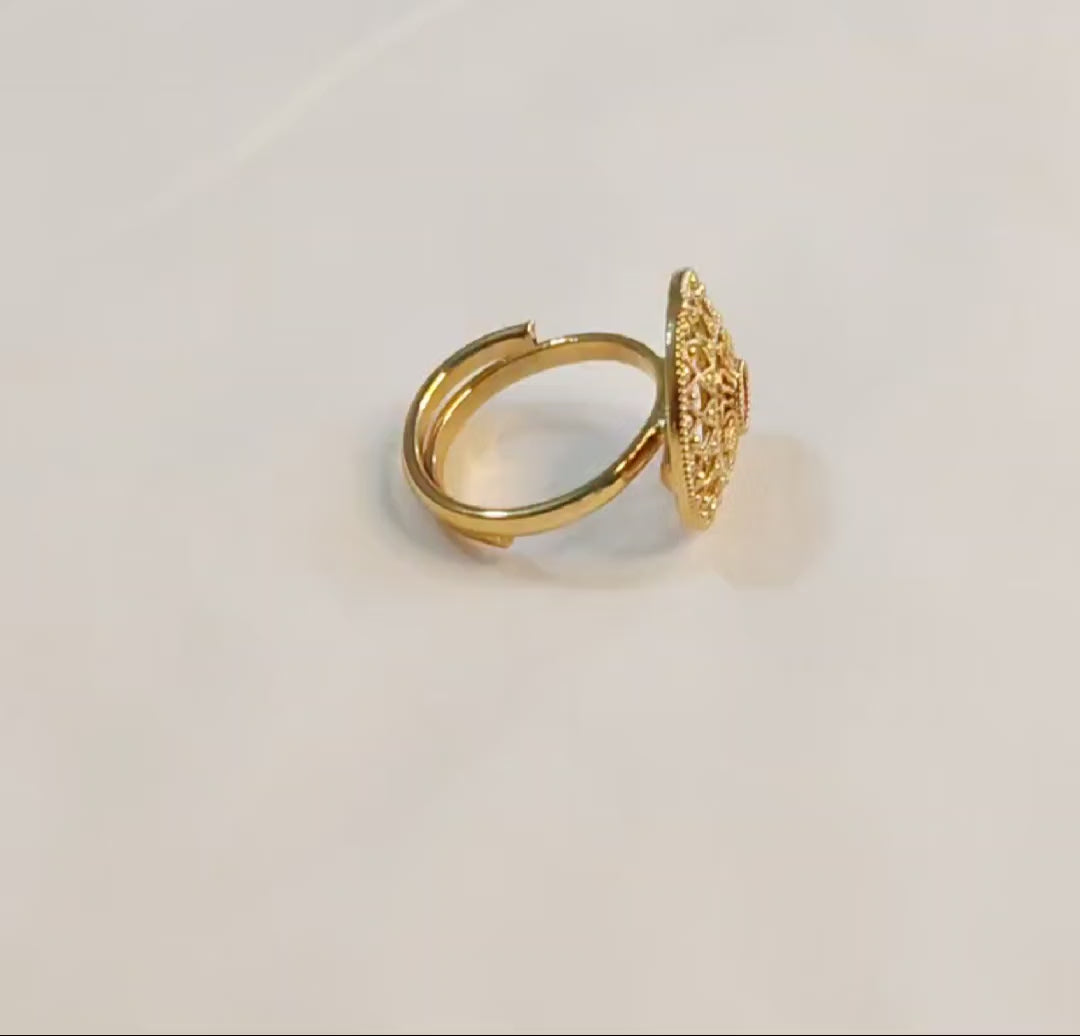 Madhubala Handcrafted Ruby Filigree Polki Gold Ring Roz Jewellers.