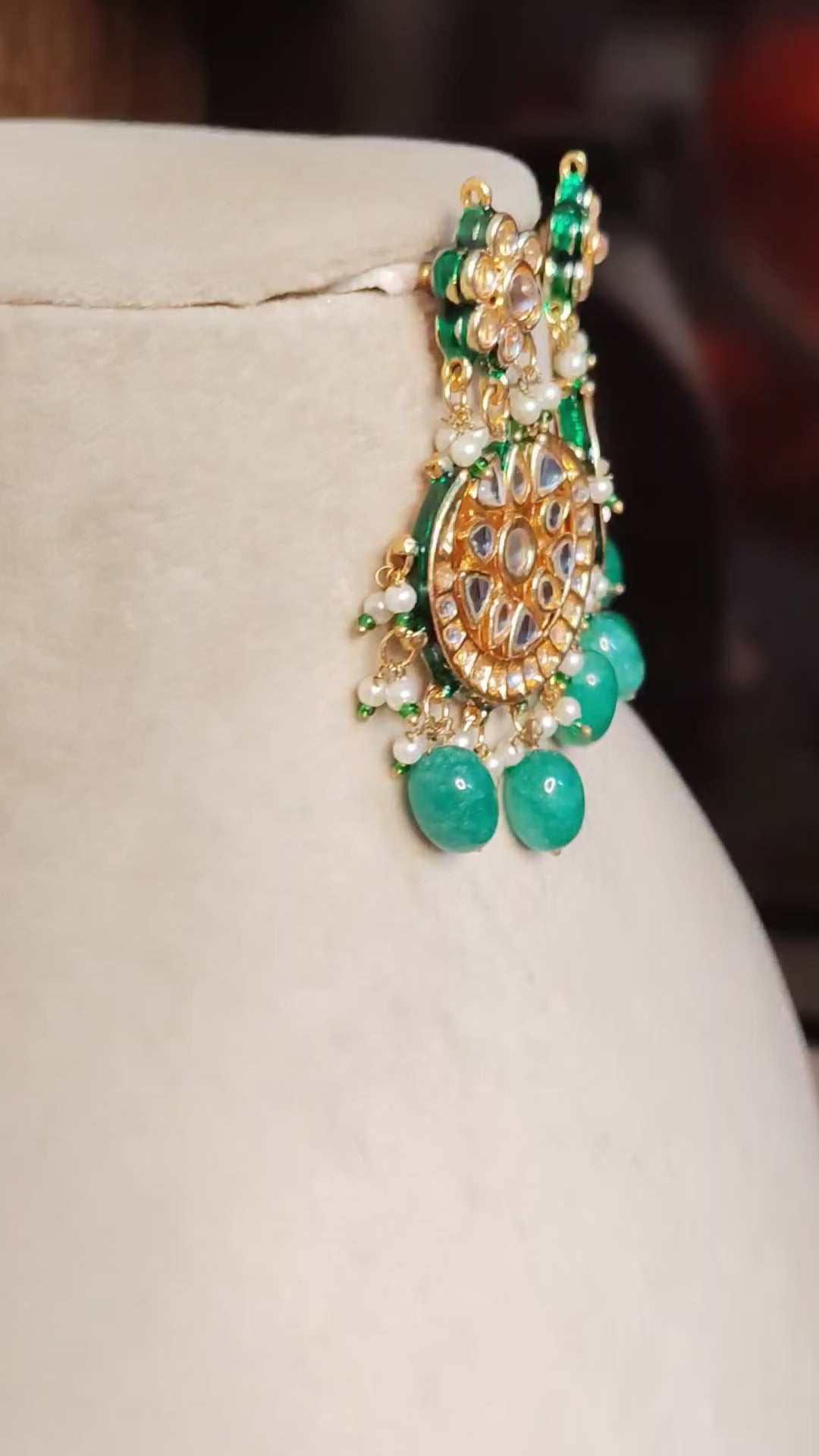 Traditional Kundan Gold Plated Ethnic Statement Earrings Pearl Stone Roz Jewellers