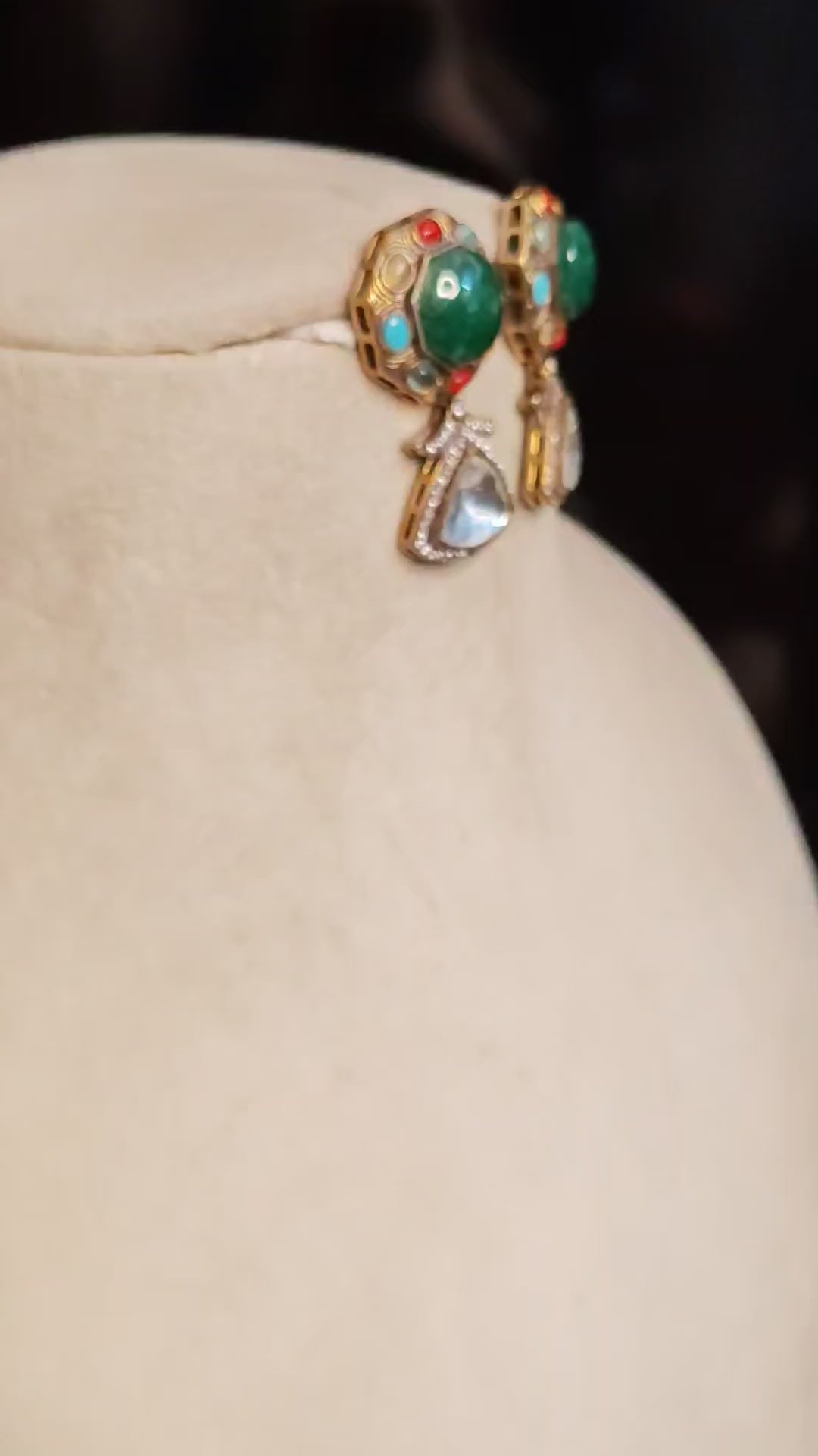 Victorian Kundan Earrings Royal Antique Gold Bridal Jewelry Roz Jewellers