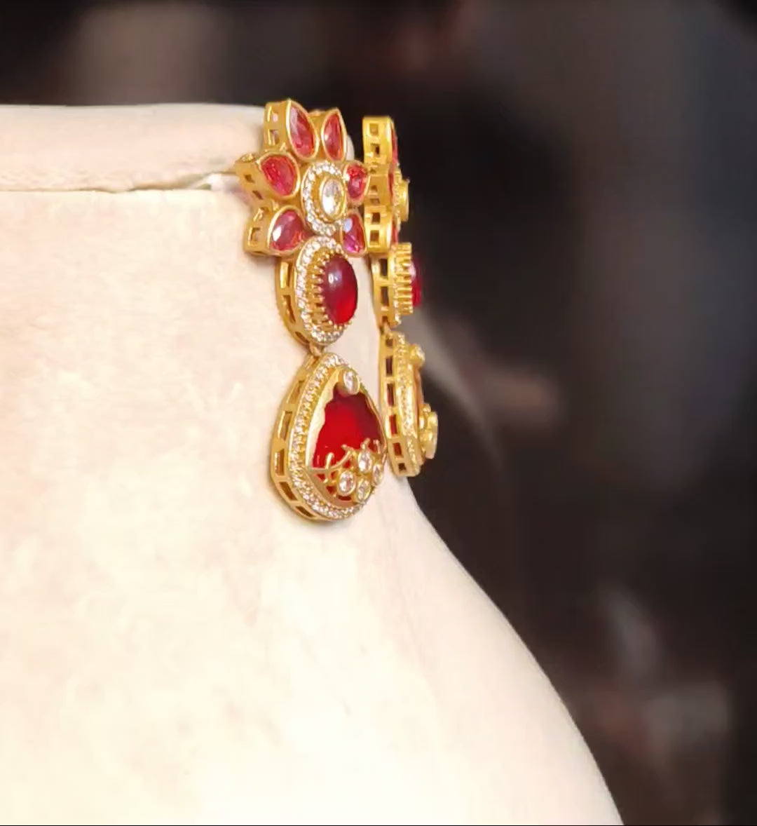 Eliza Pakistani Bridal Inlay Statement Earrings for Women Sabyasachi inspired