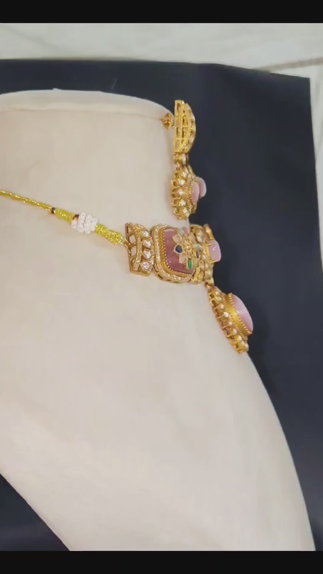 Maitha Floral White Stone Heritage Choker Set Sangeet Roz Jewellers.